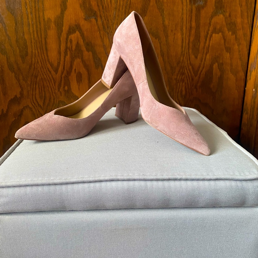 Light pink suede pump, Marc Fisher 3 inch heel